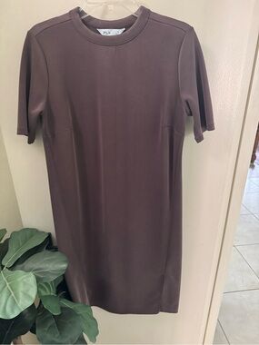 FLX Jersey Knit Short Sleeve Dress Soft Faded (Intentional) Brown Relaxed Fit S